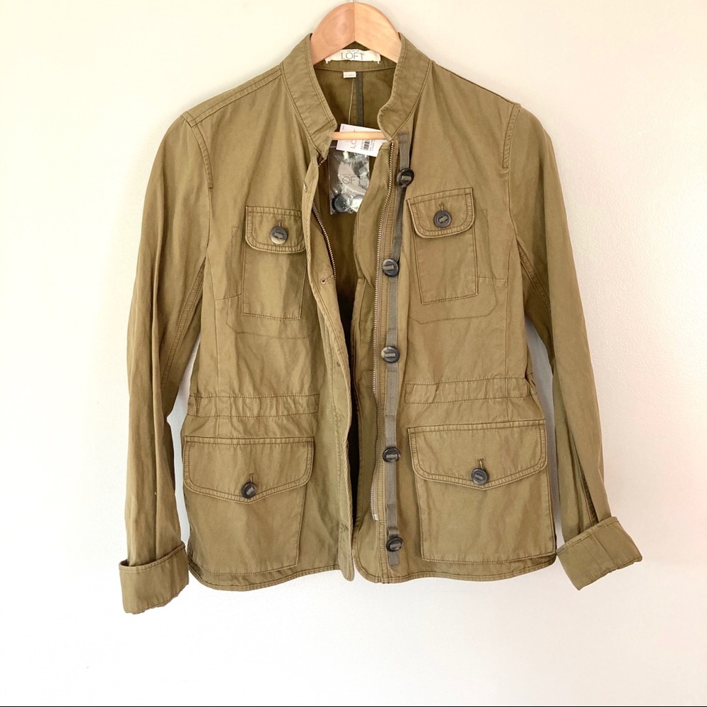 Loft Utility Jacket Army Green Drawstring Waist - Picture 3 of 11